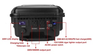 All in One Black AC 220v 3000w 6216wh Portable Backup Power Station With Handle - Product Image 2