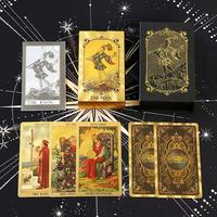 Jeu de cartes Oracle personnalisé 12*7cm en feuille d'or espagnole, 78 cartes, jeu de société en PVC imperméable avec livre manuel