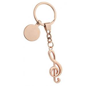 Llavero con Clave de Sol en Oro Rosa y Disco Grabado para Amantes de la Música - Product Image 2