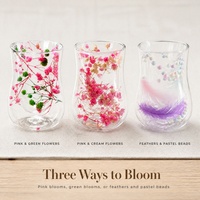 Tasse en verre à double paroi avec fleurs séchées, tasse à thé en verre transparent en forme de tulipe, verre à eau et à jus pour café, cadeau, vente en gros
