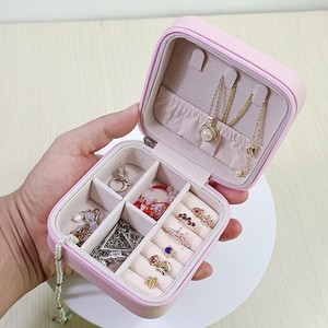 Mini Jewelry Box PU Material 5 Inch Zipper Closure Lightweight Storage Case For Ear Studs Rings Necklaces Travel Organizing - Product Image 2
