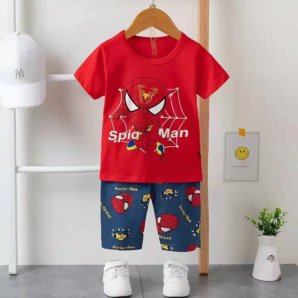 Children's six-point pants suit short-sleeved T-shirt pajamas Summer clothes for boys Girls Baby summer casual