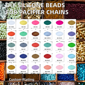 Accesorios de cadena de chupete hechos a mano DIY, Cuentas planas de silicona de 15mm, cuentas coloridas al por mayor - Product Image 6