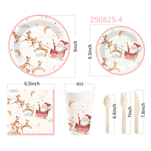 DAMAI Christmas Party Supplies Father Christmas Paper Plates Napkins Xmas Gnome Party Disposable Tableware Set Decorations - Product Image 5