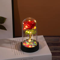 Cadeau pour la Saint-Valentin, rose éternelle colorée à LED, rose artificielle éternelle dans un dôme en plastique, cadeau