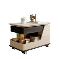 Table d'appoint mobile de style nordique moderne pour salon, avec plateau en pierre, table de chevet haut de gamme, petite table à roulettes