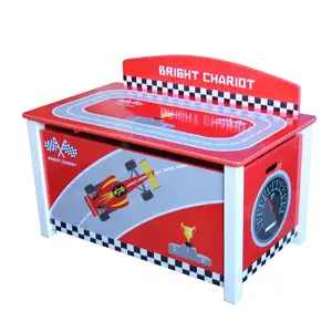 Nieuwe Racing Car Design Cool Sterke Houten Mdf Auto Speelgoed Doos Met Grenen Benen Voor Jongens Speelgoed Opslag Kleine Bestelling groothandel