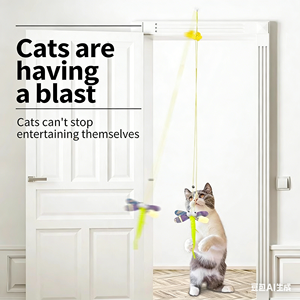 Jouets pour chats : Balançoire suspendue à <span class=keywords><strong>la</strong></span> <span class=keywords><strong>porte</strong></span> pour l'auto-amusement et <span class=keywords><strong>la</strong></span> relaxation, plumes élastiques, bâton <span class=keywords><strong>de</strong></span> chatouillage, clochette, <span class=keywords><strong>petite</strong></span> <span class=keywords><strong>souris</strong></span> en peluche - Product Image 2