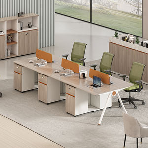 Estaciones de Trabajo, Muebles de Oficina Elegantes, <span class=keywords><strong>Escritorio</strong></span> Esquinero <span class=keywords><strong>Recto</strong></span> para Estudiantes y Personal, Mesa de Oficina de Dos Plazas <span class=keywords><strong>con</strong></span> Base de Carbón y Patas Negras - Product Image 2