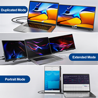 Monitor LCD 15.6 Inci 60Hz FHD 1080P Layar Komputer Portabel Dengan Casing Kulit untuk Laptop PC Kantor Bisnis Kerja