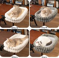 90 ° Lit de bureau pliable pour chat avec hamac à coussin réversible pour fixation sur bureau