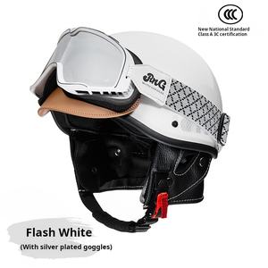 レトロファッション独立マスクレザーサーマルヘルメットABS 2シーズン温度調整アジアンスタイルオートバイヘルメット - Product Image 6