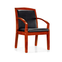 Zeson meubles style traditionnel vente en gros chaise de bureau en cuir PU salle de conférence chaise accoudoirs en bois pour les visiteurs