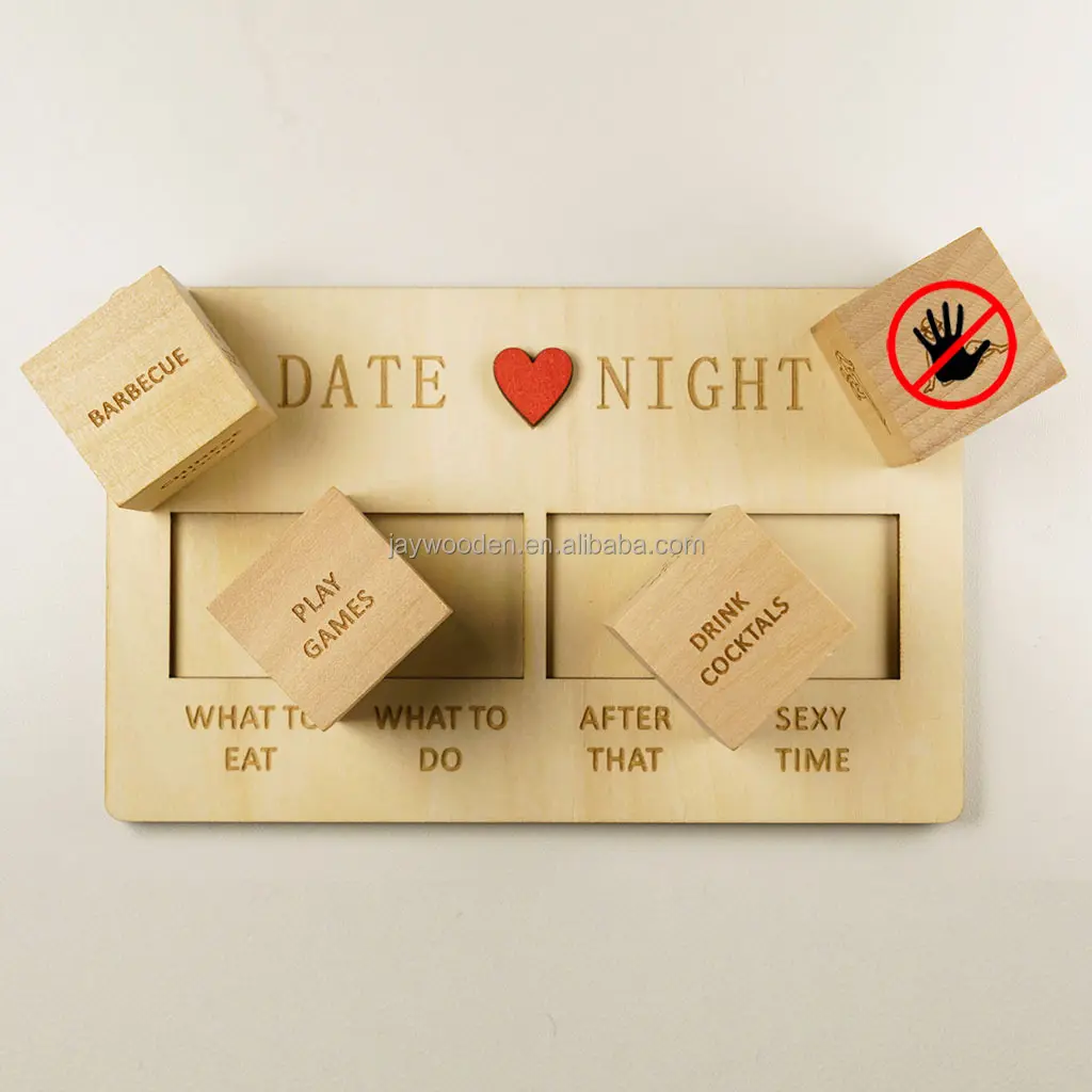 LMウッドクラフトはカップルのための決定ダイスが大好きセクシーなパーティーゲーム木製の箱と壁の看板