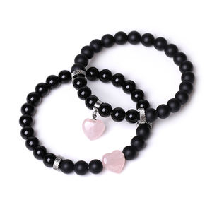 Ensemble de bijoux en pierre naturelle, agate, perles élastiques, bracelet de <span class=keywords><strong>distance</strong></span> pour couples, yoga, cœur, pour homme et femme, <span class=keywords><strong>cadeau</strong></span> de mariage, tendance - Product Image 3