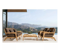 Offre Spéciale Ensembles de Jardin de Haute Qualité Salon d'Extérieur de Luxe Teck Rotin Corde Canapé Conceptions de Luxe Patio Extérieur en Bois de Teck Canapé Chaise