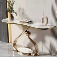 Grande table console moderne avec plateau en pierre facile à nettoyer et rangement intégré pour salon, mobilier de maison