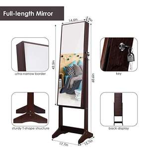 トレイと大きな引き出しベースを備えた全長LEDライトストリップジュエリーキャビネット戸棚ミラージュエリーオーガナイザー - Product Image 5