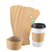 Manchon de tasse à café en papier kraft personnalisable, recyclable et compostable, design anti-déversement pour boissons chaudes, personnalisé