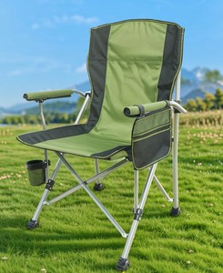 Heavy Duty Lumbar Back Supports Portable \<strong\>Camping\</strong\> Padded Hard Arm \<strong\>Folding\</strong\> Camp Beach \<strong\>Chair\</strong\> With Cup Holder - Product Image 2