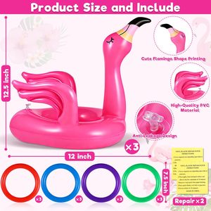 Jeu de lancer gonflable flamant rose le plus vendu, décoration de fête Luau, jouet flottant de plage hawaïenne, jeu de carnaval extérieur pour enfants - Product Image 5