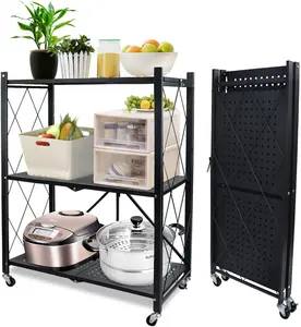 Wholesale Supplier High Quality Metal Rack Folding Shelf With Wheels