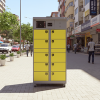 Estación de intercambio de baterías de litio para bicicletas eléctricas ESINO de alto rendimiento con 10 ranuras, protección de seguridad BMS, ruedas móviles y acceso QR.