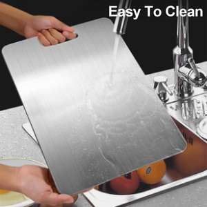 Planche à découper en acier inoxydable épaissie, antibactérienne et anti-moisissure, pour pétrir la pâte, fruits et légumes – Vente en gros - Product Image 5