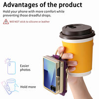 Étui pour téléphone Samsung Z Flip 8 avec porte-cartes, miroir de maquillage et protection anti-chute, compatible avec Samsung Z Flip 7 6