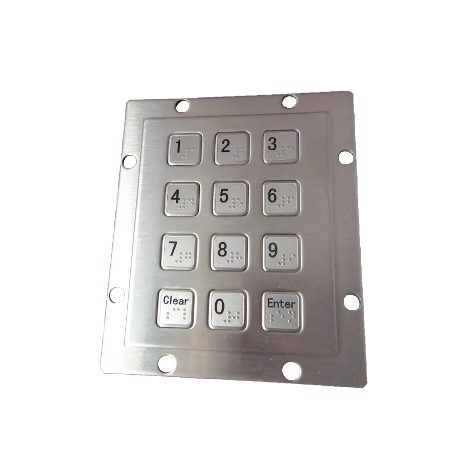 Industria inoxidable duradero 12 teclas teclado numérico de acero inoxidable teclado impermeable con puntos braille