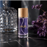 Flacon de parfum vide rond transparent de luxe personnalisé 50 ml avec pulvérisateur à pompe, sérigraphie et bouchon en bois pour diffuseur à bâtonnets – Meilleures ventes