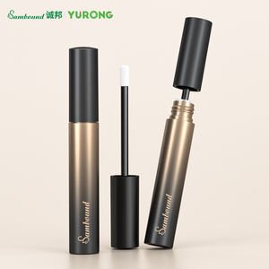 Tubos de brillo de labios redondos esmerilados degradados negros personalizables de 6ml con tapa dorada, contenedor de lápiz labial cosmético de plástico con logotipo personalizado - Product Image 2