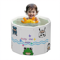 WAVYEASE Baignoire portable pliable légère au design de dessin animé pour tout-petits Installation en une seconde Rangement facile EPE/Plastique/PVC