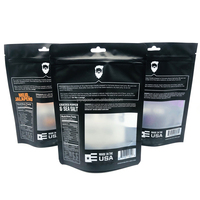 Sachet refermable noir mat personnalisé imprimé en héliogravure, étanche, avec fermeture éclair, pour viande séchée et médicaments