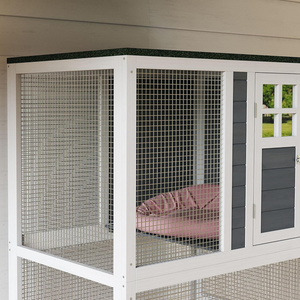 Vertical Wooden <strong>Cat</strong> Enclosure Outdoor Catio with Wheels Weatherproof Large Pet <strong>Run</strong> Cage <strong>for</strong> 1-3 <strong>Cats</strong> - Product Image 4