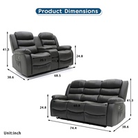 Geeks ofa Modernes Leder Power Electric Sectional Motion Recliner Sofa Set mit Konsole und Massage für Wohnzimmer möbel