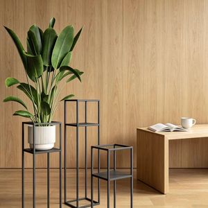 Soporte de flores de varias capas de acero al carbono negro, tipo rectangular, para exhibición y almacenamiento en la sala de estar. - Product Image 1