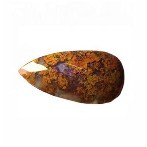 Cabochon di <span class=keywords><strong>Agata</strong></span> Muschiata <span class=keywords><strong>Marrone</strong></span>, Gemma Piatta Sfusa a Forma di Pera - Product Image 3