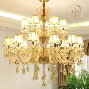 Hotel Lobby Contemporary Luxury Modern Large Nordic Led Gold Crystal Chandelier Lighting And Lamps