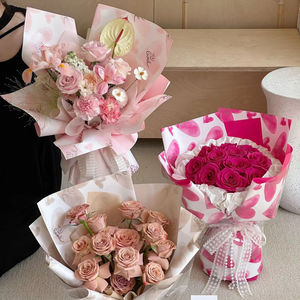 Amour à l'Première Vue, Papier d'Emballage pour Bouquet de la Saint-Valentin, Imperméable, <span class=keywords><strong>Love</strong></span> Ouya, Matériel d'Emballage pour Fleurs. - Product Image 2