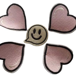 Patchs brodés en forme de cœur roses de 6 cm en polyester, faits à la main, à coudre, pour la décoration des vêtements, marque <span class=keywords><strong>JSB</strong></span> - Product Image 1