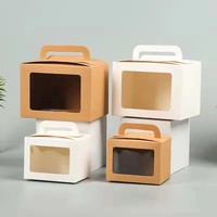 Boîte cadeau en papier kraft avec fenêtre transparente personnalisée, matériaux recyclés, boîte carrée pour gâteaux, bonbons, emballages alimentaires pour enfants
