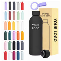 Meilleure Vente - Gourde Isotherme de Sport 500ml/17oz en Acier Inoxydable avec Revêtement Caoutchouc Souple, Logo Personnalisé, Isolation Sous Vide pour Boisson Directe (6-12)