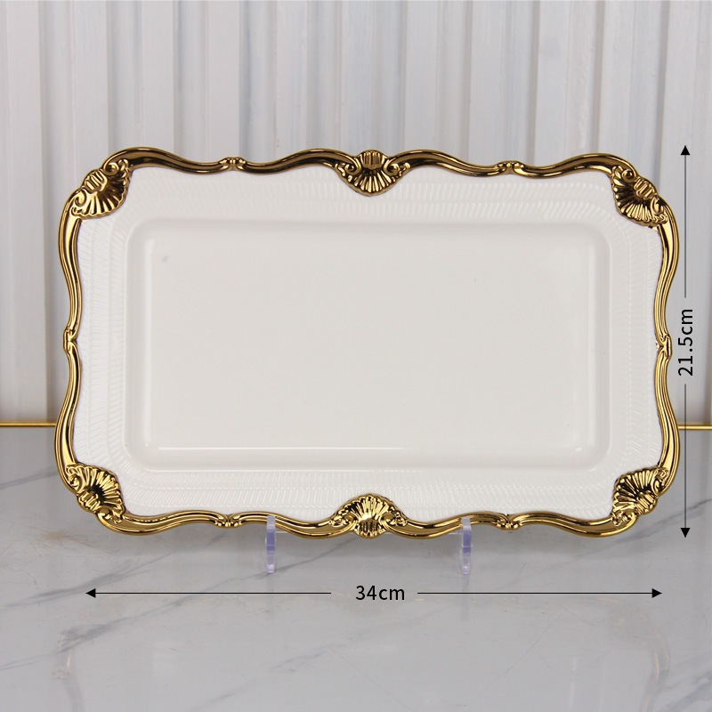 assiette rectangulaire blanche de 14 pouces