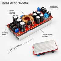 Convertisseur DC 1200W 20A, module d'alimentation élévateur de tension, entrée 8-60V, sortie 12-83V