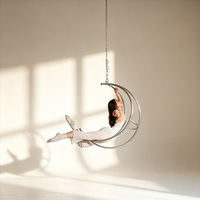 Cerceau de yoga aérien professionnel en acier inoxydable 3D Moon Lyra de 90 cm de diamètre intérieur, idéal pour l'entraînement en studio