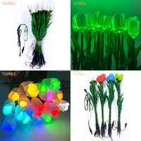 Décoration de mariage ramadan support de fleurs en plastique vert led PU rose avec tige unique grand pvc installation de roses lumineuses