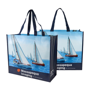Custom Eco-friendly <b>Heavy</b>-<b>Duty</b> Large PP Woven Laminated Reusable Promotional Shopping Bag with Letter Pattern and Custom Logo - Product Image 1