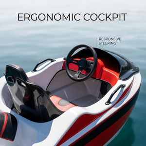 Vente en gros : Jet-boat compact motorisé pour kart aquatique, design ergonomique en fibre de carbone, rouge et blanc, pour la course rapide - Product Image 1