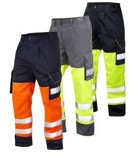 Approvisionnement d'usine pantalon de travail de sécurité réfléchissant haute visibilité pantalon cargo de travail haute visibilité